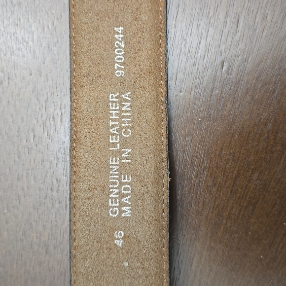 LARRY MAHAN Brown Leather Western Men's Belt with Silver Buckle SZ 46 Conchos - Picture 3 of 3